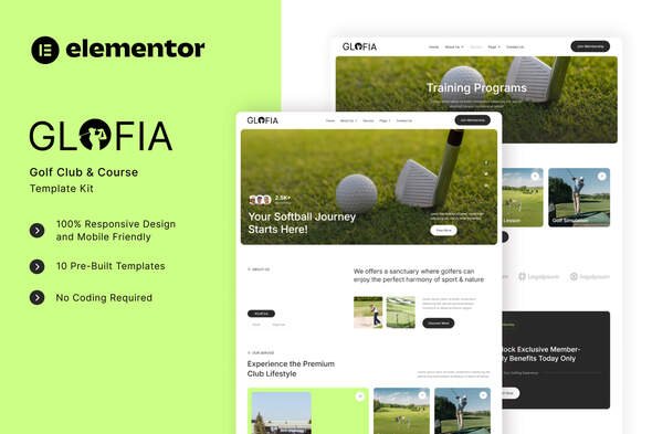 Glofia - Golf Club & Course Elementor Template Kit